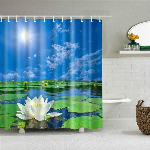 Lilly Pad Fabric Shower Curtain - Shower Curtain Emporium