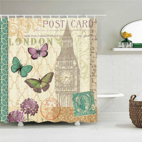 London Butterflies Fabric Shower Curtain - Shower Curtain Emporium