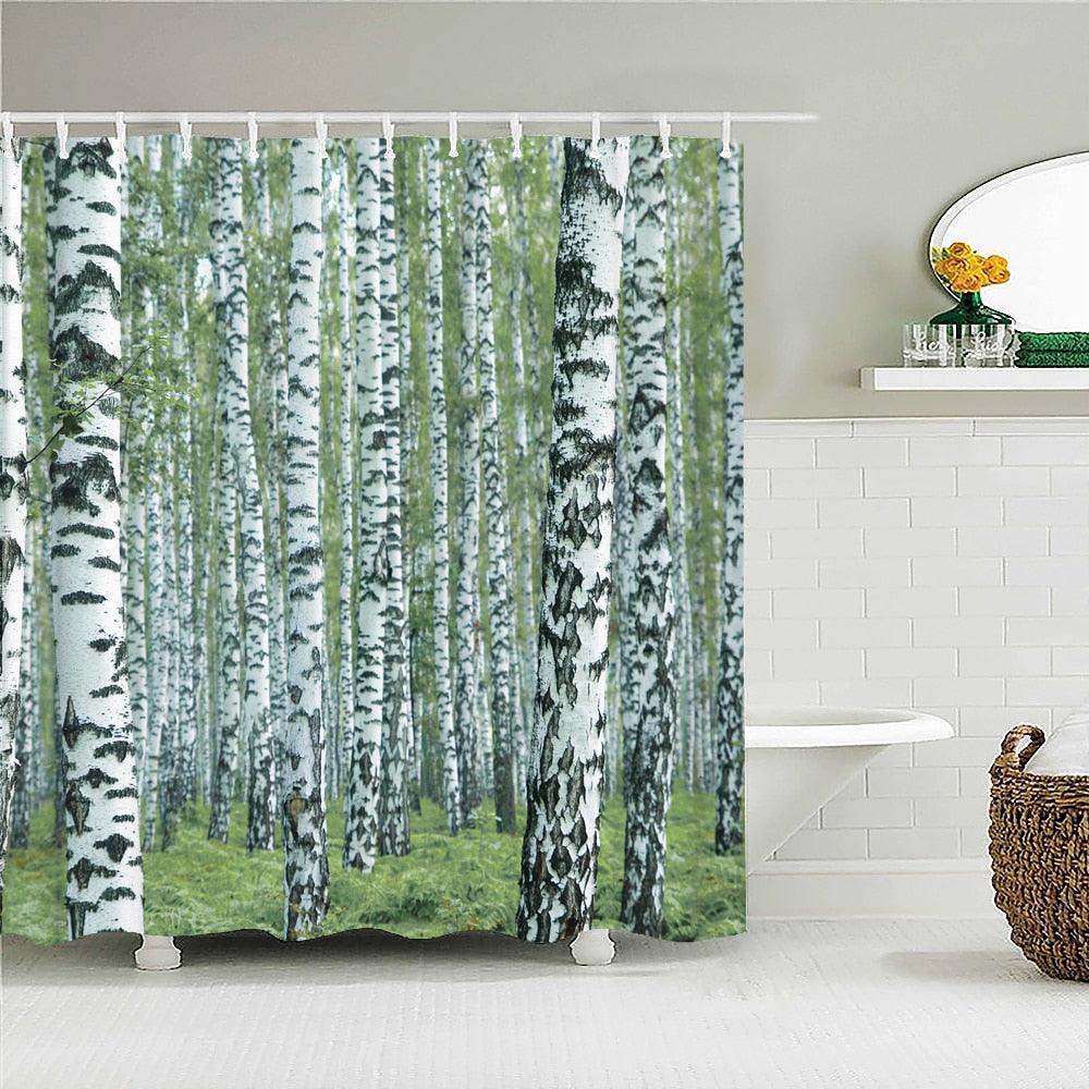 Lush Birch Forest Fabric Shower Curtain - Shower Curtain Emporium