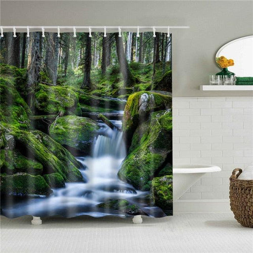 Lush Woods Waterfall Fabric Shower Curtain - Shower Curtain Emporium