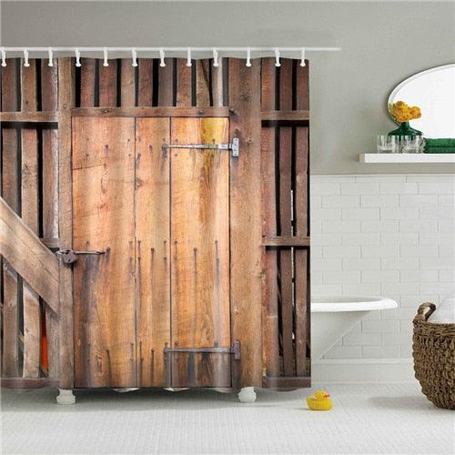 Maine Barn Door Fabric Shower Curtain - Shower Curtain Emporium