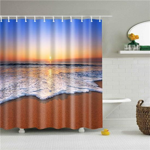 Majestic Beach Mornings Fabric Shower Curtain - Shower Curtain Emporium