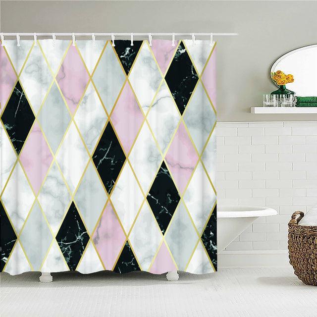 Marbled Argyle Fabric Shower Curtain - Shower Curtain Emporium