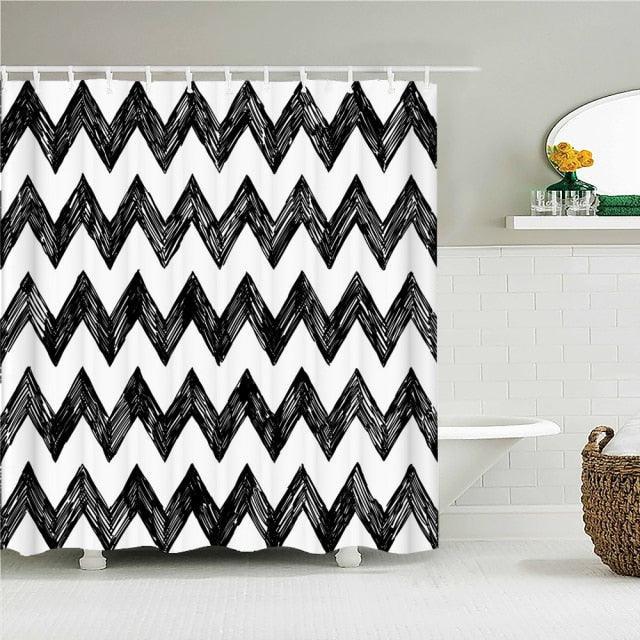 Marker Zigzag Fabric Shower Curtain - Shower Curtain Emporium