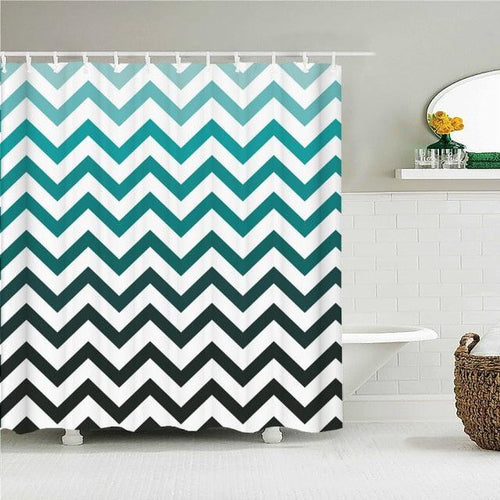 Mint Zigzag Fade Fabric Shower Curtain - Shower Curtain Emporium