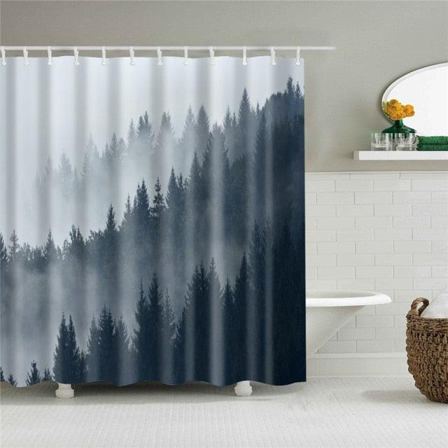 Misty Mountain Shadow Fabric Shower Curtain - Shower Curtain Emporium