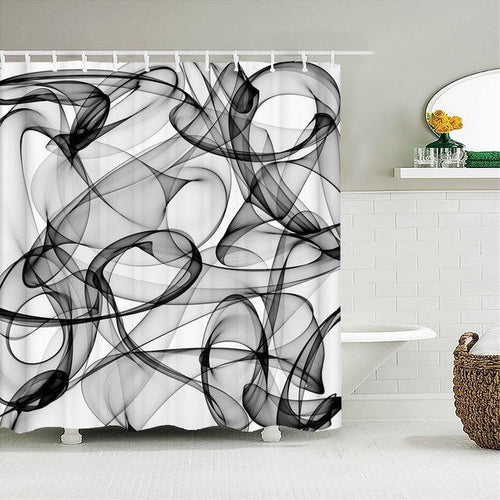 Modern Dark Swirls Fabric Shower Curtain - Shower Curtain Emporium