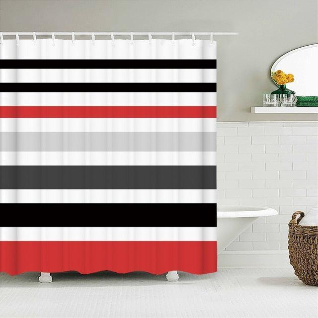 Modern Horizontal Stripes Fabric Shower Curtain - Shower Curtain Emporium