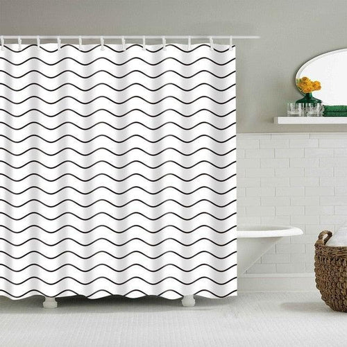 Modern White Waves Fabric Shower Curtain - Shower Curtain Emporium