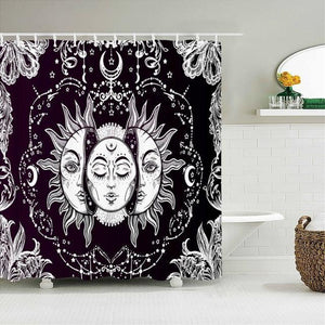 Moon Sun Dark Fabric Shower Curtain - Shower Curtain Emporium