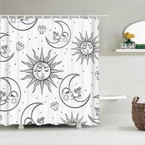 Moon Sun Print Fabric Shower Curtain - Shower Curtain Emporium