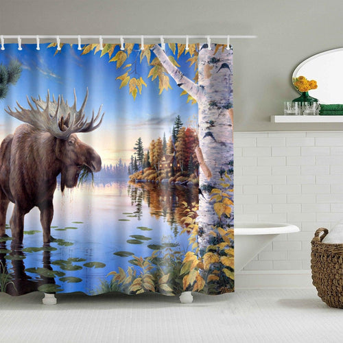 Moose Fabric Shower Curtain - Shower Curtain Emporium