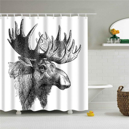 Moose Head Fabric Shower Curtain - Shower Curtain Emporium