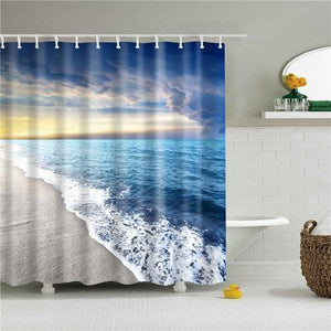 Morning Beach Clouds Fabric Shower Curtain - Shower Curtain Emporium
