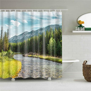 Mountain Stream Fabric Shower Curtain - Shower Curtain Emporium
