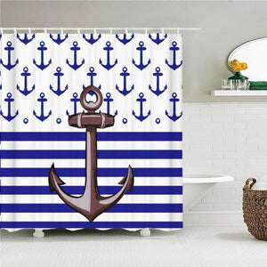 Nautical Anchor Fabric Shower Curtain - Shower Curtain Emporium