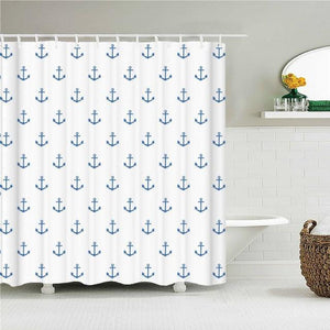 Nautical Anchor Pattern Fabric Shower Curtain - Shower Curtain Emporium