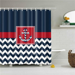 Nautical Anchor Zigzag Fabric Shower Curtain - Shower Curtain Emporium
