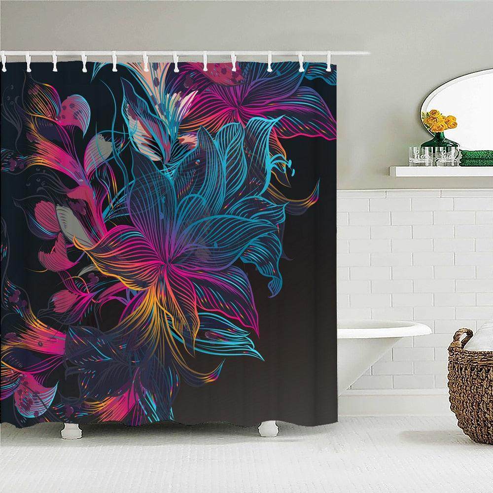 Night Flower Fabric Shower Curtain - Shower Curtain Emporium