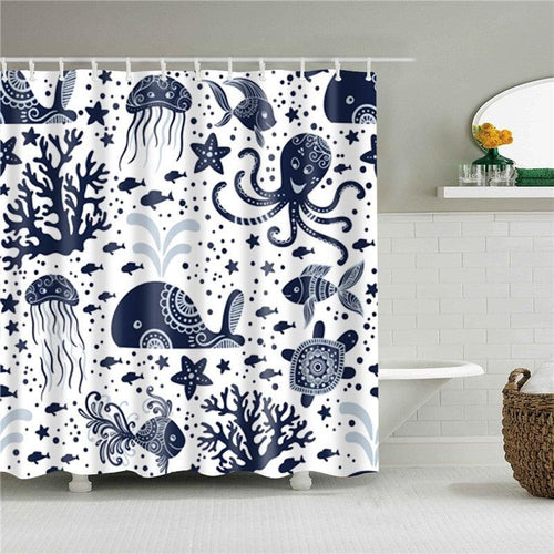 Ocean Animals Fabric Shower Curtain - Shower Curtain Emporium