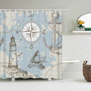 Ocean Map Fabric Shower Curtain - Shower Curtain Emporium