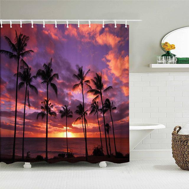 Ocean Sunrise Fabric Shower Curtain - Shower Curtain Emporium