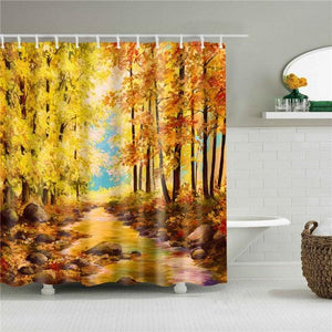 Painted Autumn Fabric Shower Curtain - Shower Curtain Emporium