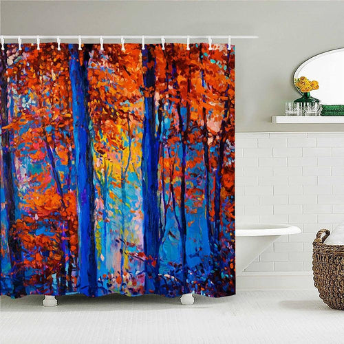 Painted Autumn Trees Fabric Shower Curtain - Shower Curtain Emporium