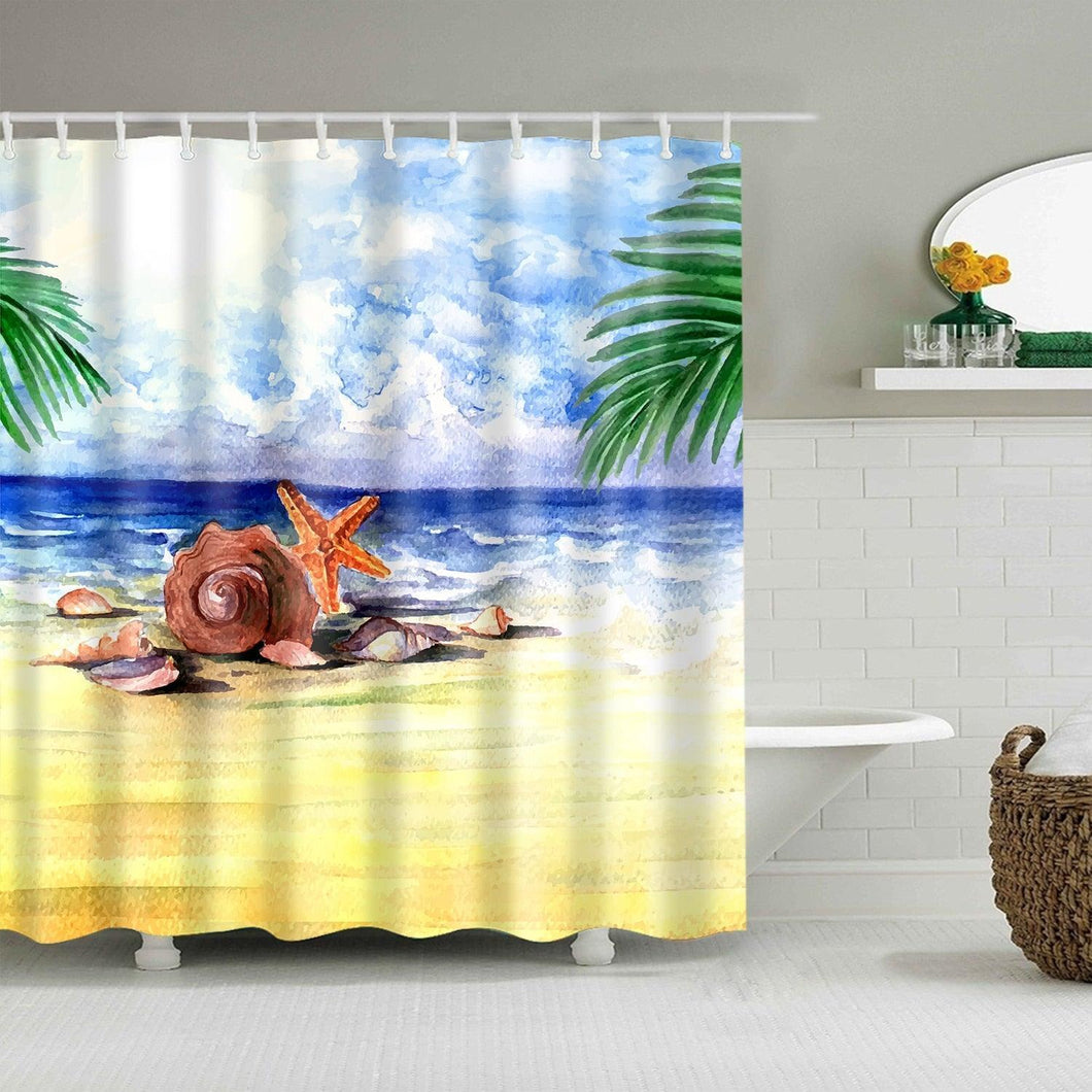 Painted Beach Fabric Shower Curtain - Shower Curtain Emporium