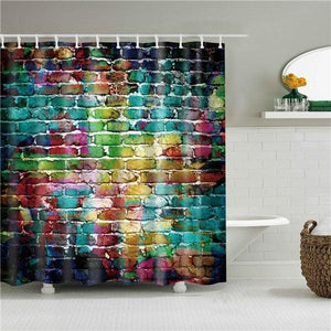 Painted Brick Wall Fabric Shower Curtain - Shower Curtain Emporium