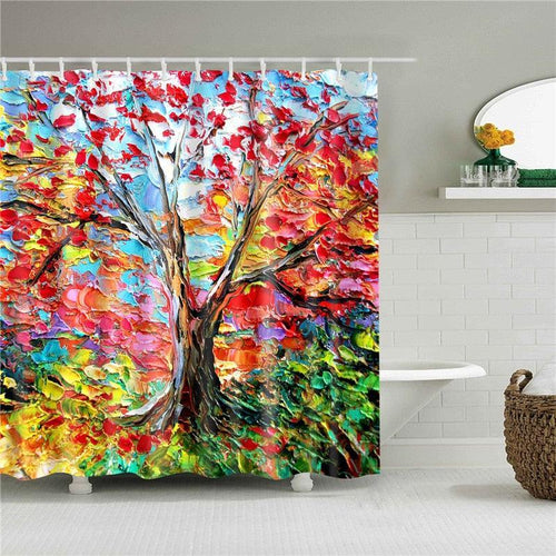 Painted Tree Fabric Shower Curtain - Shower Curtain Emporium