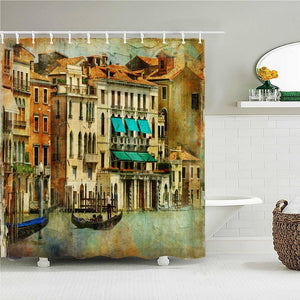 Painted Venice Fabric Shower Curtain - Shower Curtain Emporium