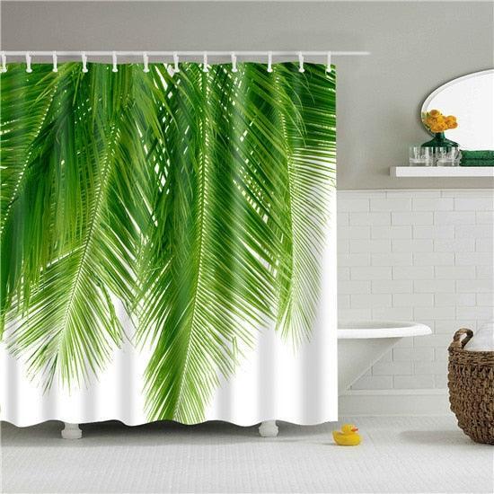 Palm Frond Fabric Shower Curtain - Shower Curtain Emporium