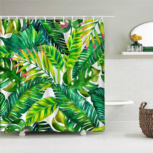Palm Leaves Fabric Shower Curtain - Shower Curtain Emporium
