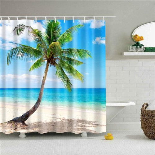 Palm Tree Fabric Shower Curtain - Shower Curtain Emporium