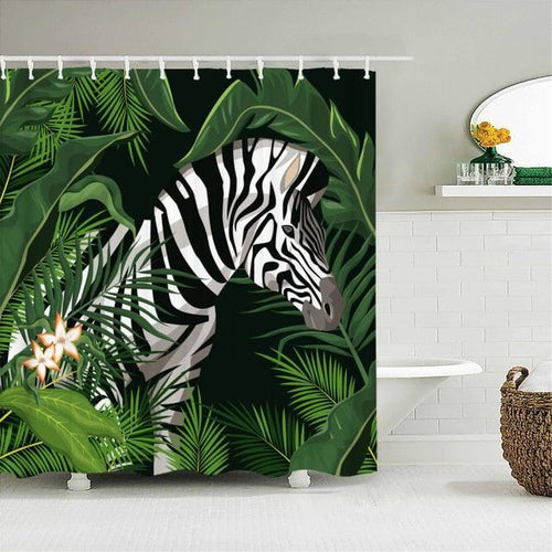 Palm Zebra Fabric Shower Curtain - Shower Curtain Emporium