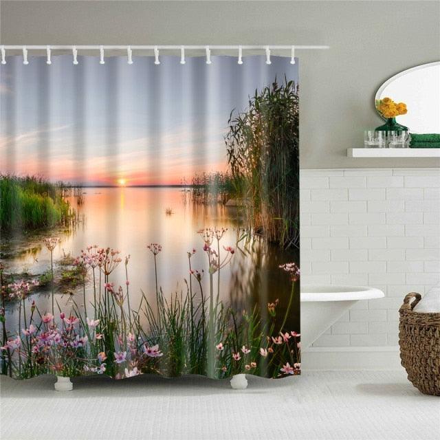 Peaceful Lake Fabric Shower Curtain - Shower Curtain Emporium