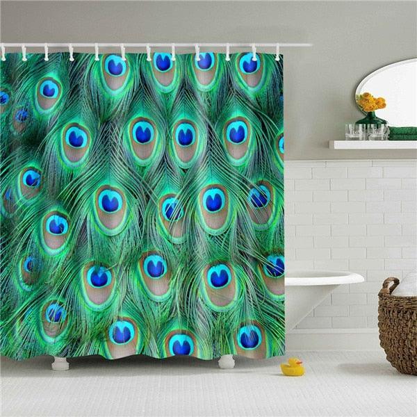 Peacock Feather Fabric Shower Curtain - Shower Curtain Emporium