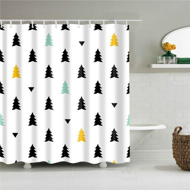 Pine Print Fabric Shower Curtain - Shower Curtain Emporium