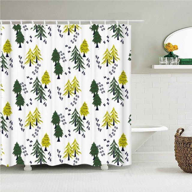 Pine Tree Pattern Fabric Shower Curtain - Shower Curtain Emporium