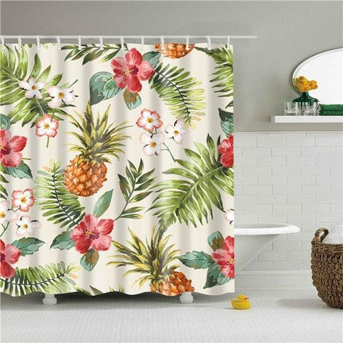 Pineapple Palm Fabric Shower Curtain - Shower Curtain Emporium