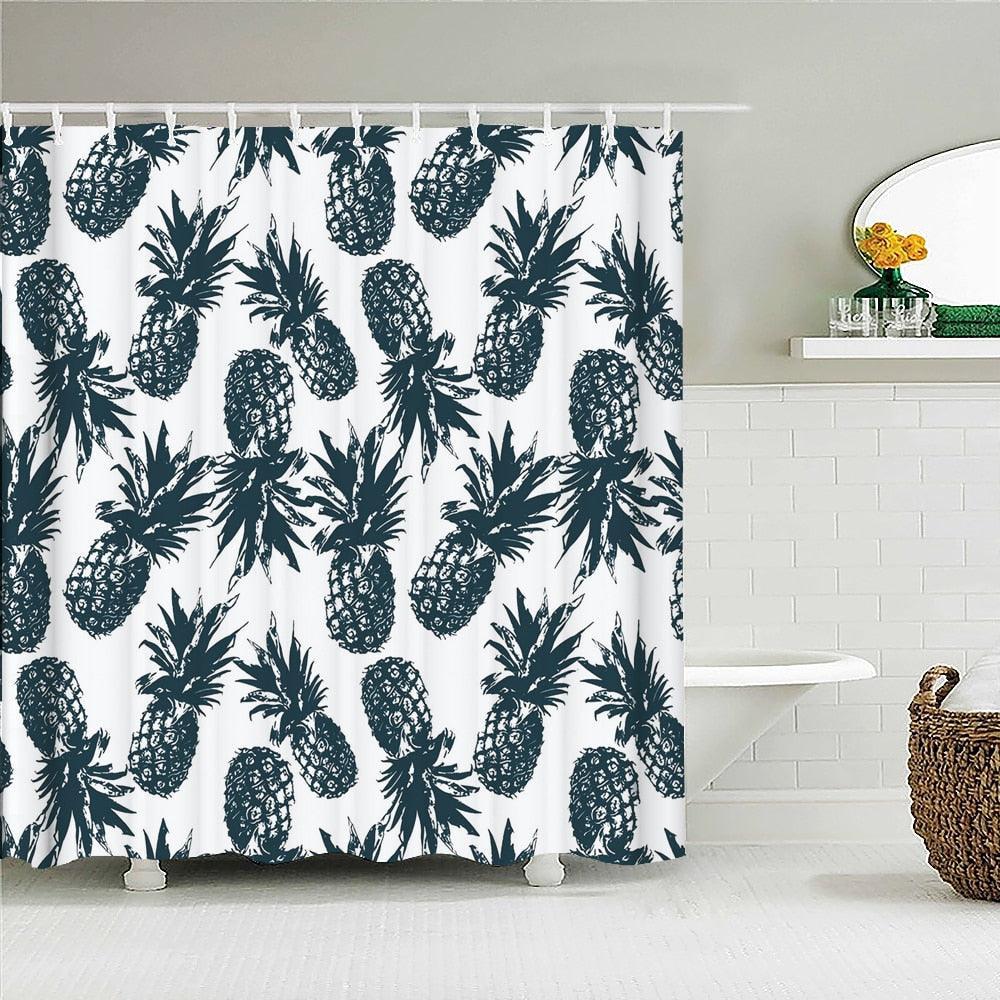 Pineapple Print Fabric Shower Curtain - Shower Curtain Emporium