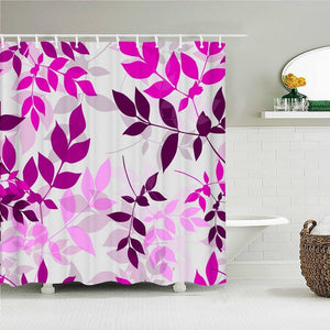 Pink Branch Leaves Fabric Shower Curtain - Shower Curtain Emporium