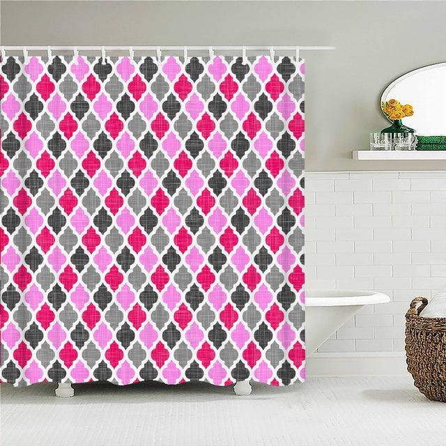 Pink Linked Pattern Fabric Shower Curtain - Shower Curtain Emporium