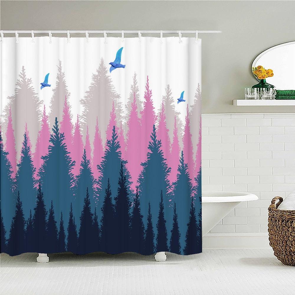 Pink Tree Forest Fabric Shower Curtain - Shower Curtain Emporium