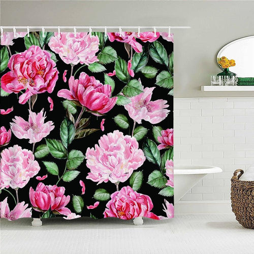 Pink Wildflowers Fabric Shower Curtain - Shower Curtain Emporium