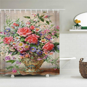 Potted Flowers Fabric Shower Curtain - Shower Curtain Emporium