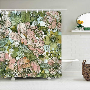 Pretty Flower Art Fabric Shower Curtain - Shower Curtain Emporium