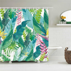 Pretty Palm Leaves Fabric Shower Curtain - Shower Curtain Emporium