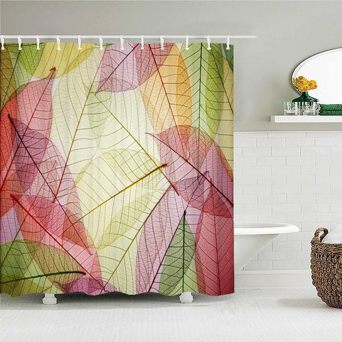 Pretty Pastel Leaves Fabric Shower Curtain - Shower Curtain Emporium